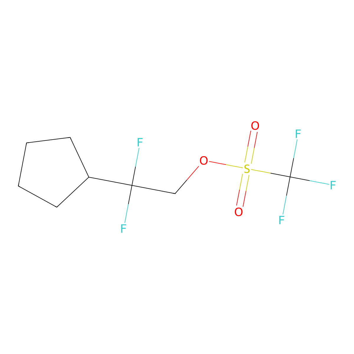 2-Cyclopentyl-2,2-difluoroethyl trifluoromethanesulfonate molecular structure, CAS 2742657-40-3