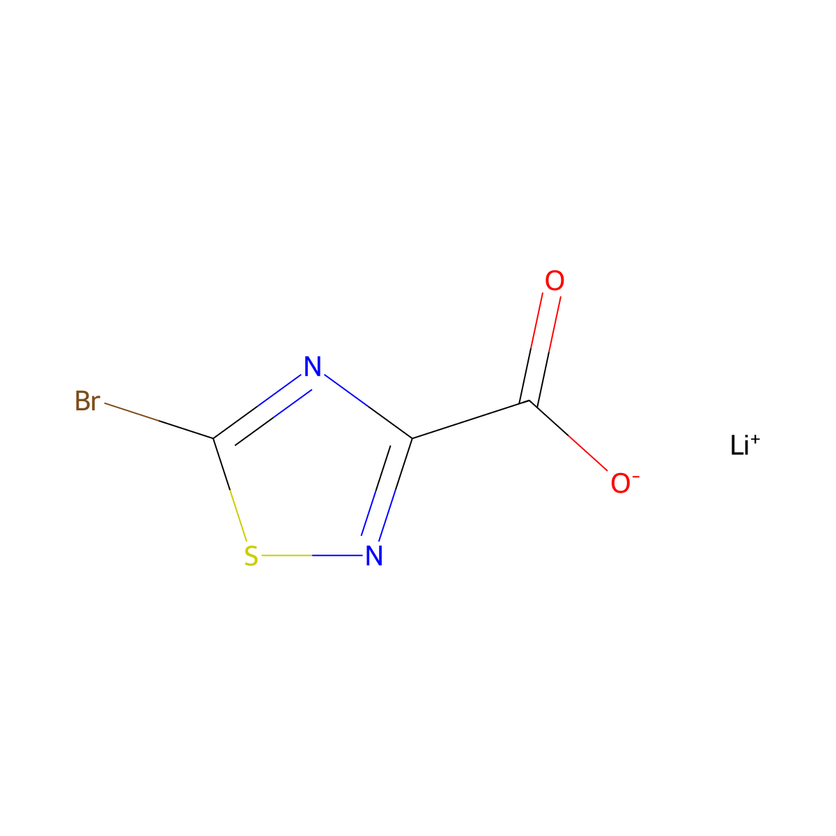 Lithium(1+) 5-bromo-1,2,4-thiadiazole-3-carboxylate molecular structure, CAS 2742657-41-4