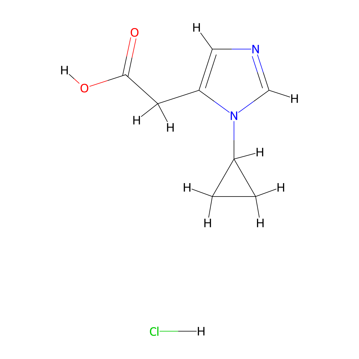 2-(1-cyclopropyl-1H-imidazol-5-yl)aceticacidhydrochloride molecular structure, CAS 2742657-42-5
