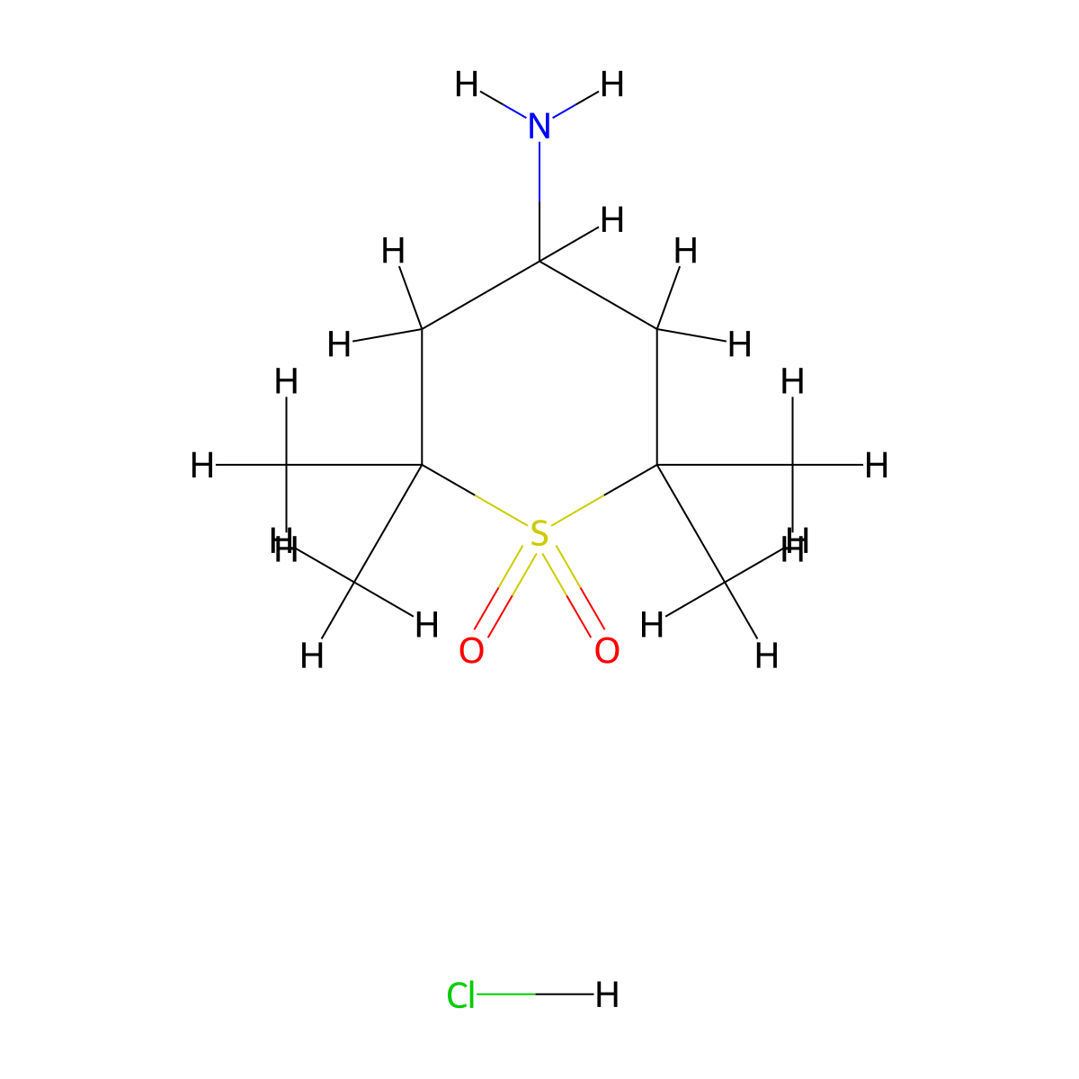4-Amino-2,2,6,6-tetramethyl-1lambda6-thiane-1,1-dionehydrochloride molecular structure, CAS 2742657-46-9