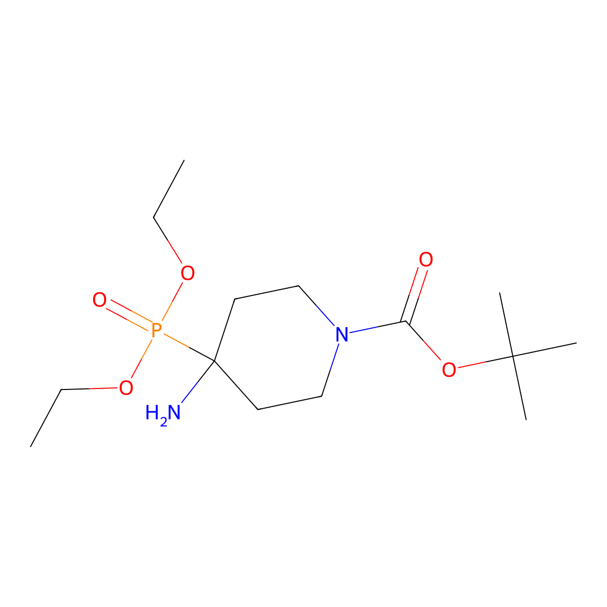 Tert-butyl4-amino-4-(diethoxyphosphoryl)piperidine-1-carboxylate molecular structure, CAS 2742657-53-8