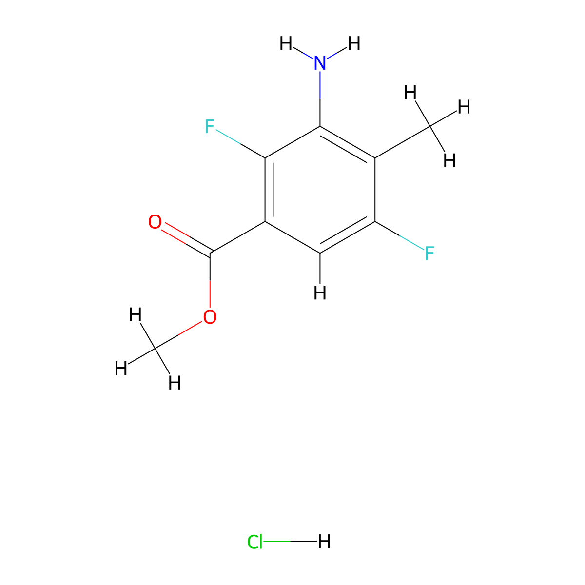 Methyl3-amino-2,5-difluoro-4-methylbenzoatehydrochloride molecular structure, CAS 2742657-60-7
