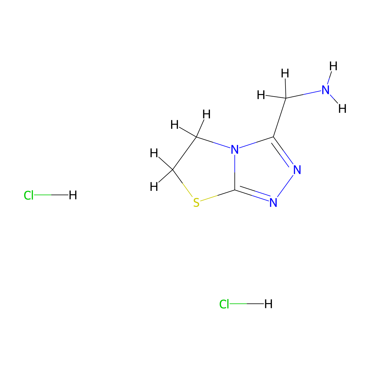 1-{5H,6H-[1,2,4]triazolo[3,4-b][1,3]thiazol-3-yl}methanamine dihydrochloride molecular structure, CAS 2742657-67-4