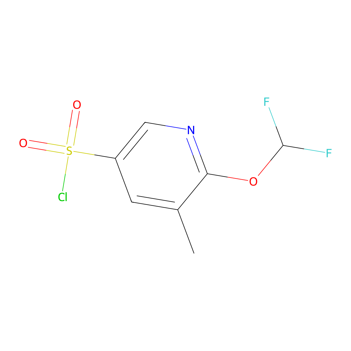 6-(Difluoromethoxy)-5-methylpyridine-3-sulfonyl chloride molecular structure, CAS 2742657-74-3