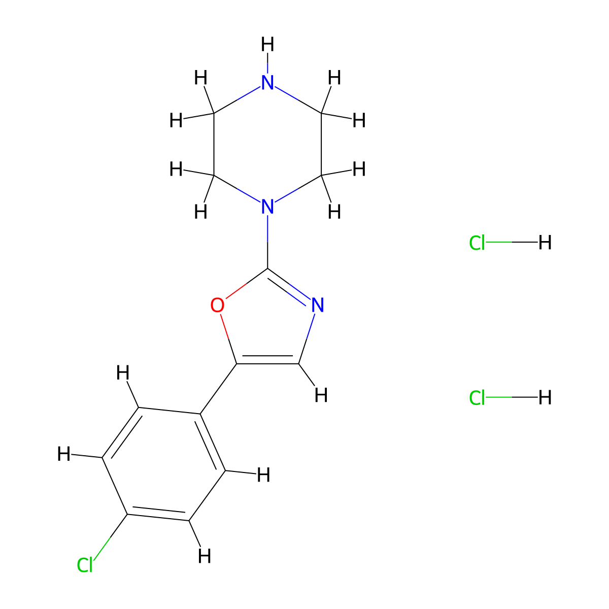 1-[5-(4-Chlorophenyl)-1,3-oxazol-2-yl]piperazinedihydrochloride molecular structure, CAS 2742657-85-6