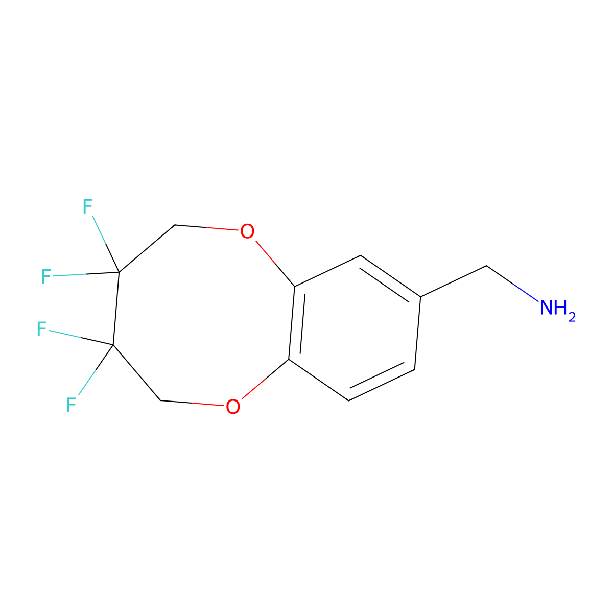 1-(3,3,4,4-Tetrafluoro-2,3,4,5-tetrahydro-1,6-benzodioxocin-8-yl)methanamine molecular structure, CAS 2742657-87-8