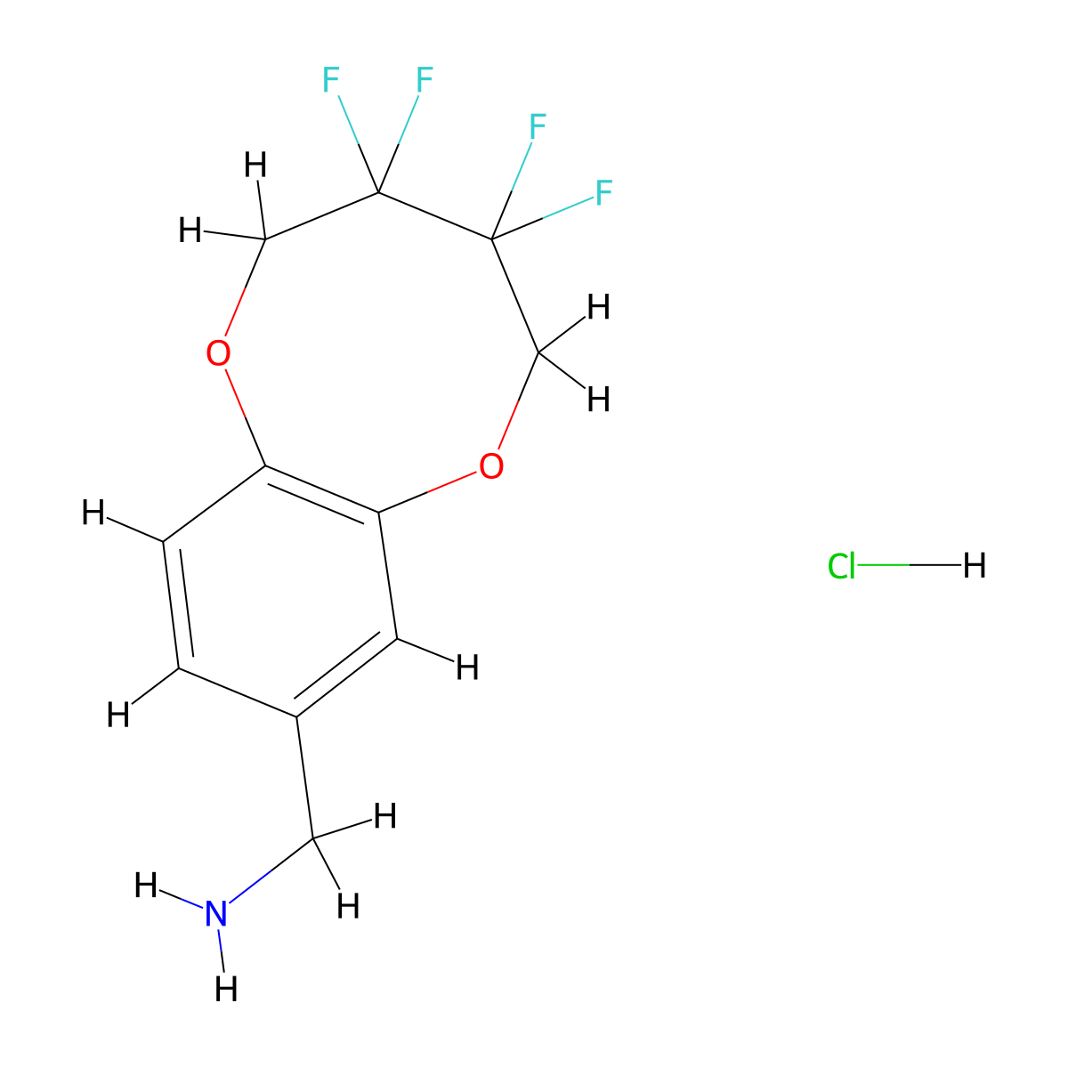 1-(3,3,4,4-Tetrafluoro-2,3,4,5-tetrahydro-1,6-benzodioxocin-8-yl)methanamine hydrochloride molecular structure, CAS 2742657-88-9