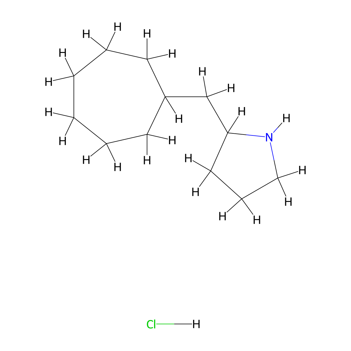 2-(Cycloheptylmethyl)pyrrolidine hydrochloride molecular structure, CAS 2742657-92-5