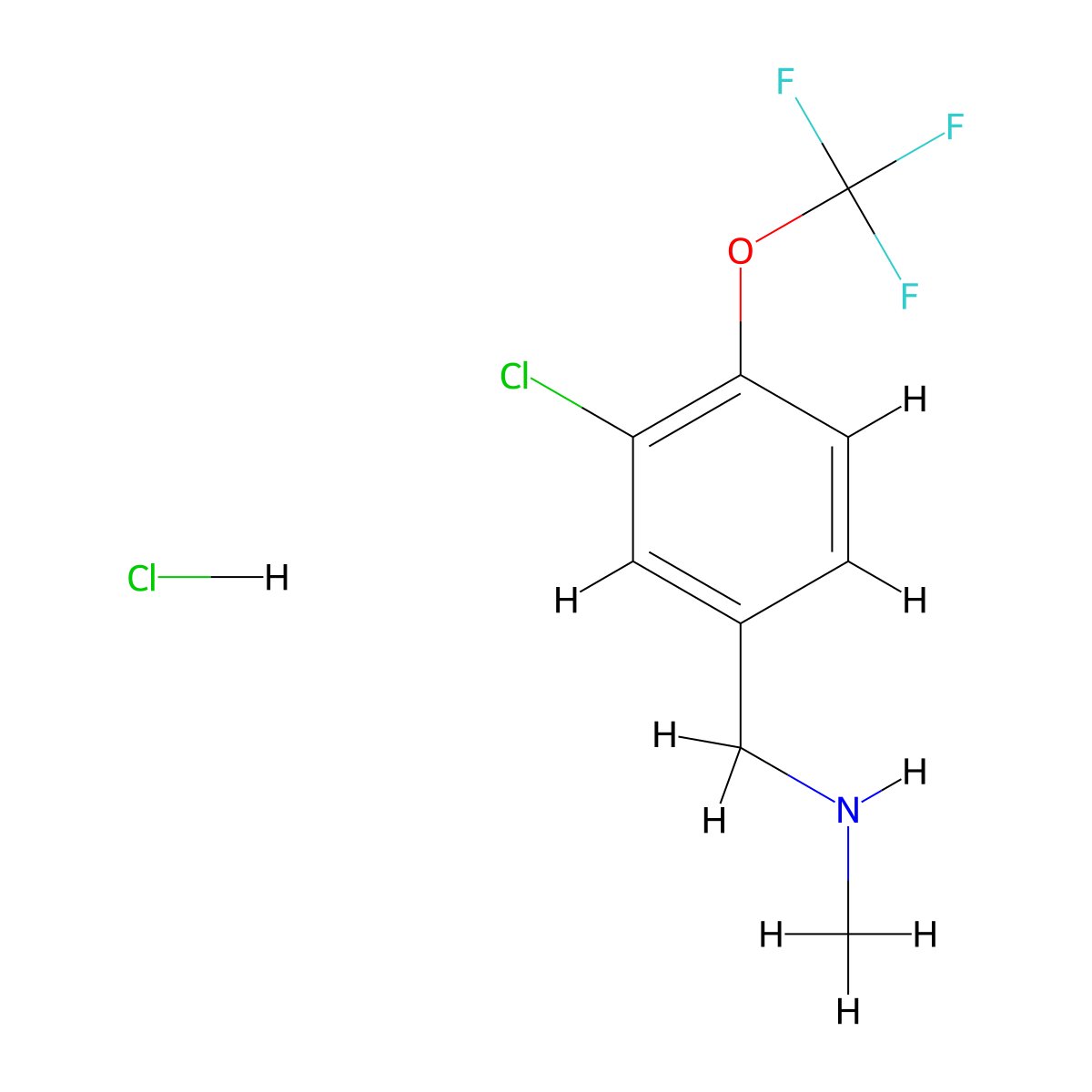 {[3-Chloro-4-(trifluoromethoxy)phenyl]methyl}(methyl)aminehydrochloride molecular structure, CAS 2742659-17-0