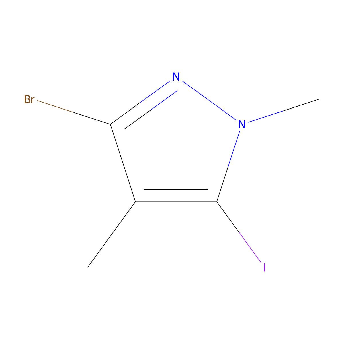 3-bromo-5-iodo-1,4-dimethyl-1H-pyrazole molecular structure, CAS 2742659-31-8