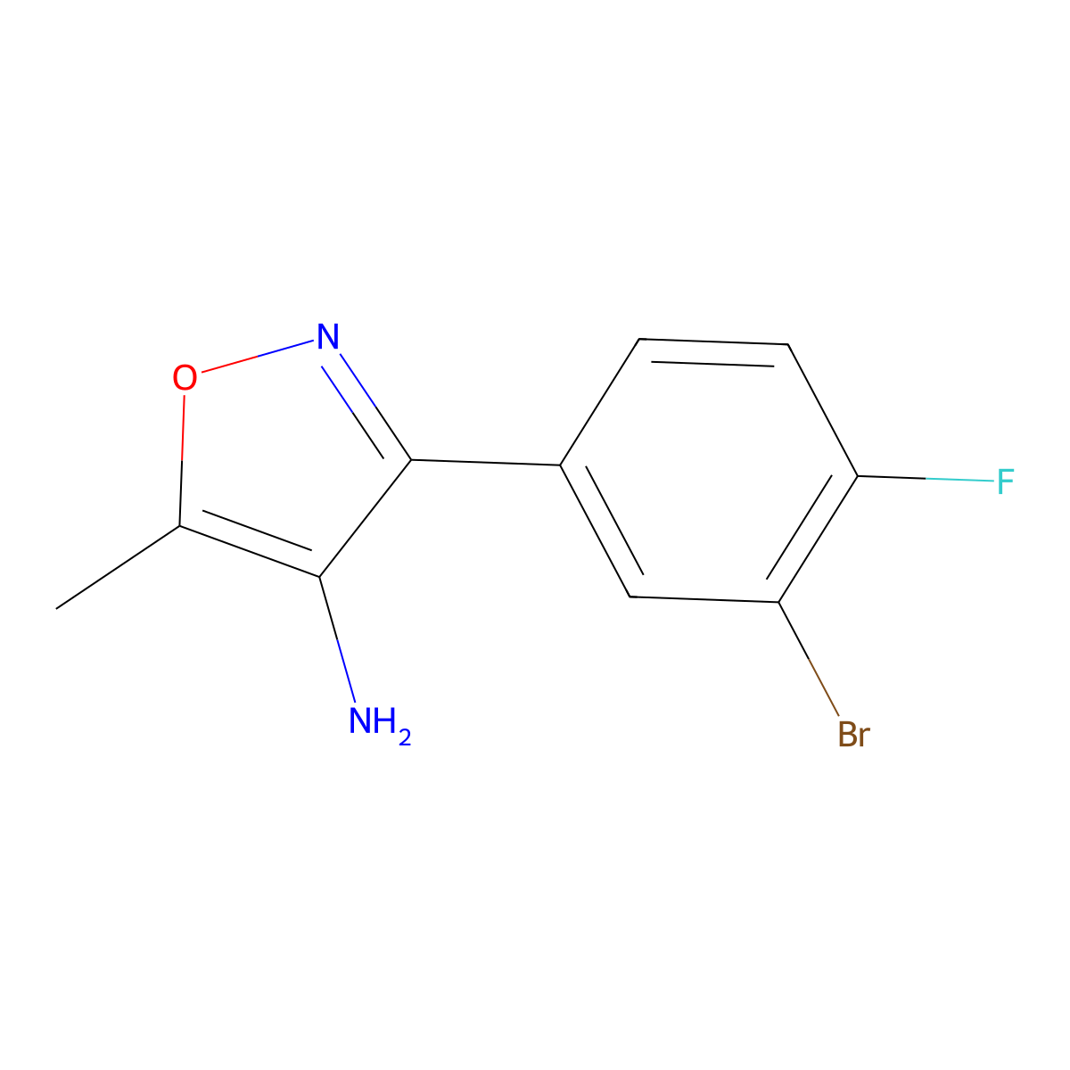 3-(3-Bromo-4-fluorophenyl)-5-methyl-1,2-oxazol-4-amine molecular structure, CAS 2742659-33-0