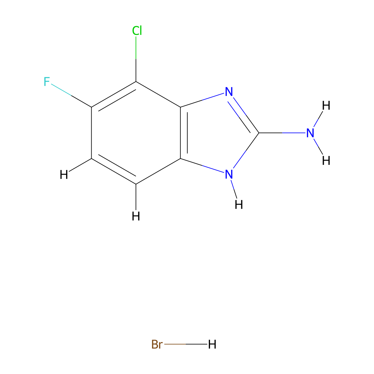 7-chloro-6-fluoro-1H-1,3-benzodiazol-2-amine hydrobromide molecular structure, CAS 2742659-34-1