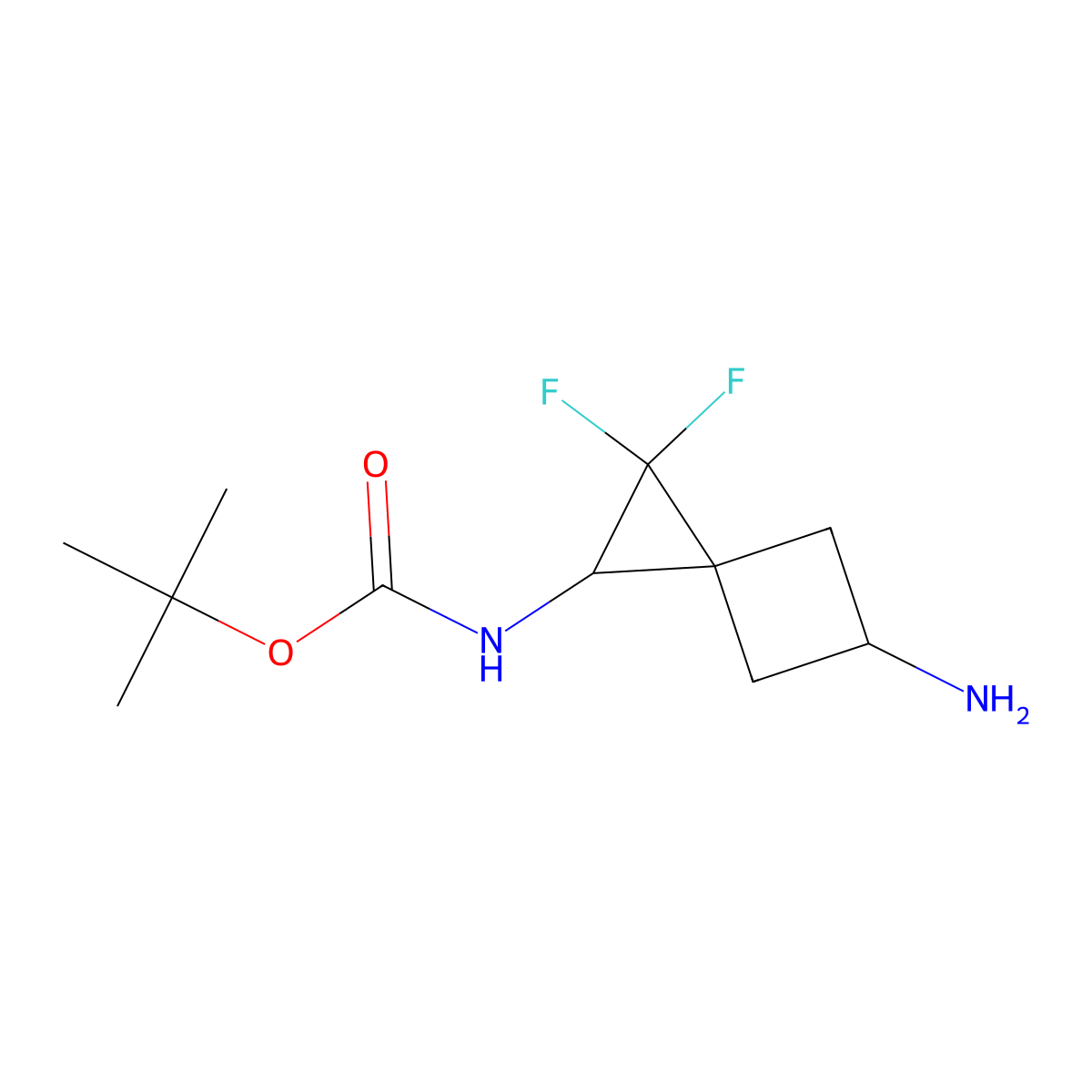 tert-butyl N-{5-amino-2,2-difluorospiro[2.3]hexan-1-yl}carbamate molecular structure, CAS 2742659-38-5