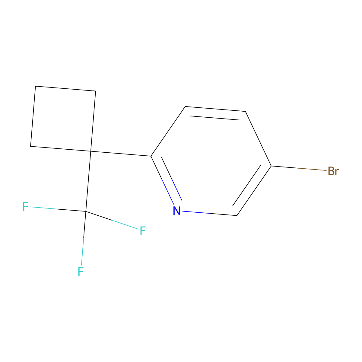 5-Bromo-2-[1-(trifluoromethyl)cyclobutyl]pyridine molecular structure, CAS 2742659-39-6