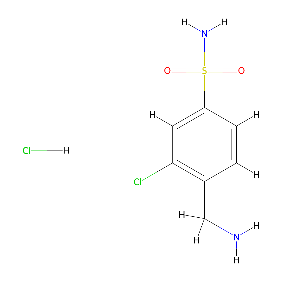 4-(Aminomethyl)-3-chlorobenzene-1-sulfonamide hydrochloride molecular structure, CAS 2742659-43-2