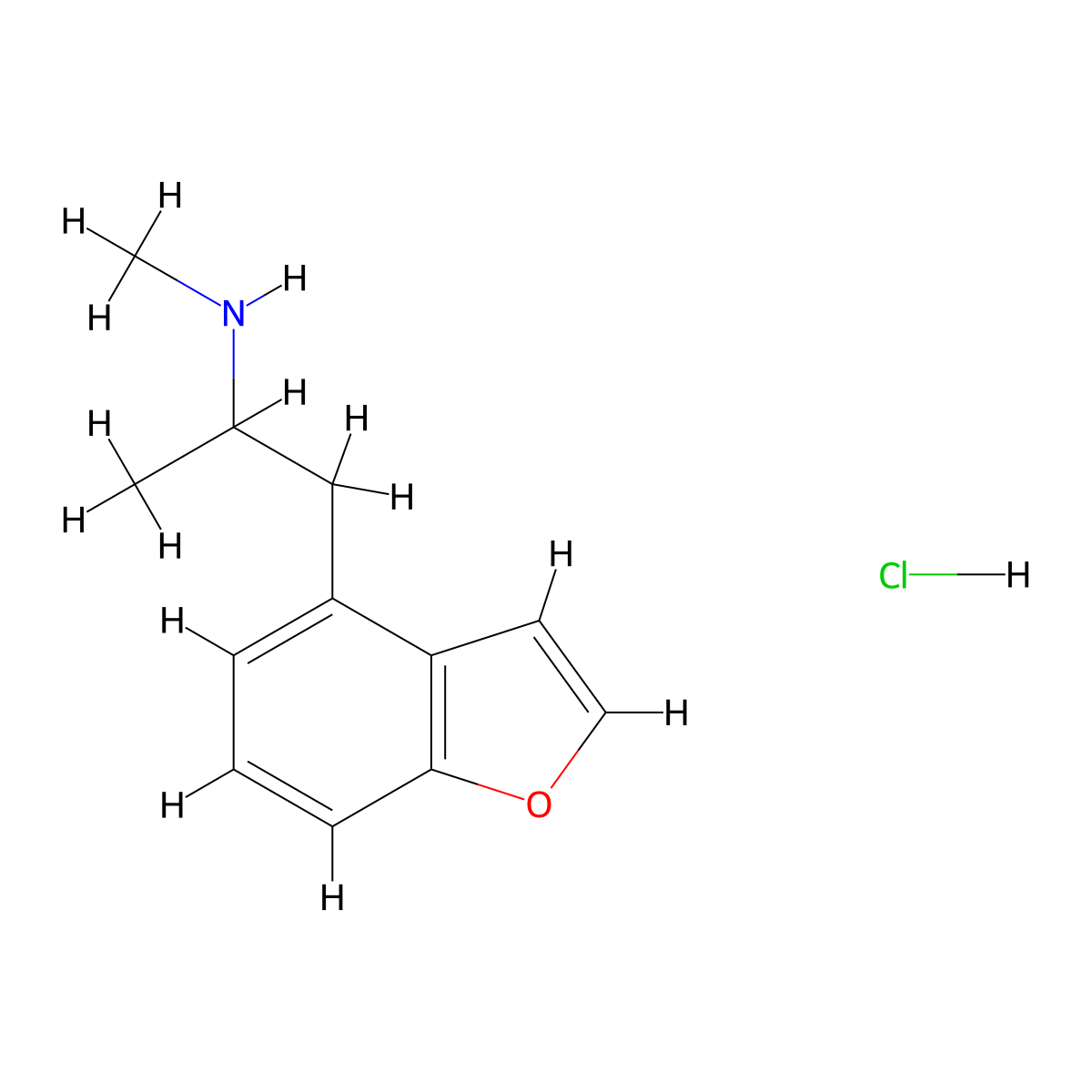 [1-(1-Benzofuran-4-yl)propan-2-yl](methyl)aminehydrochloride molecular structure, CAS 2742659-53-4