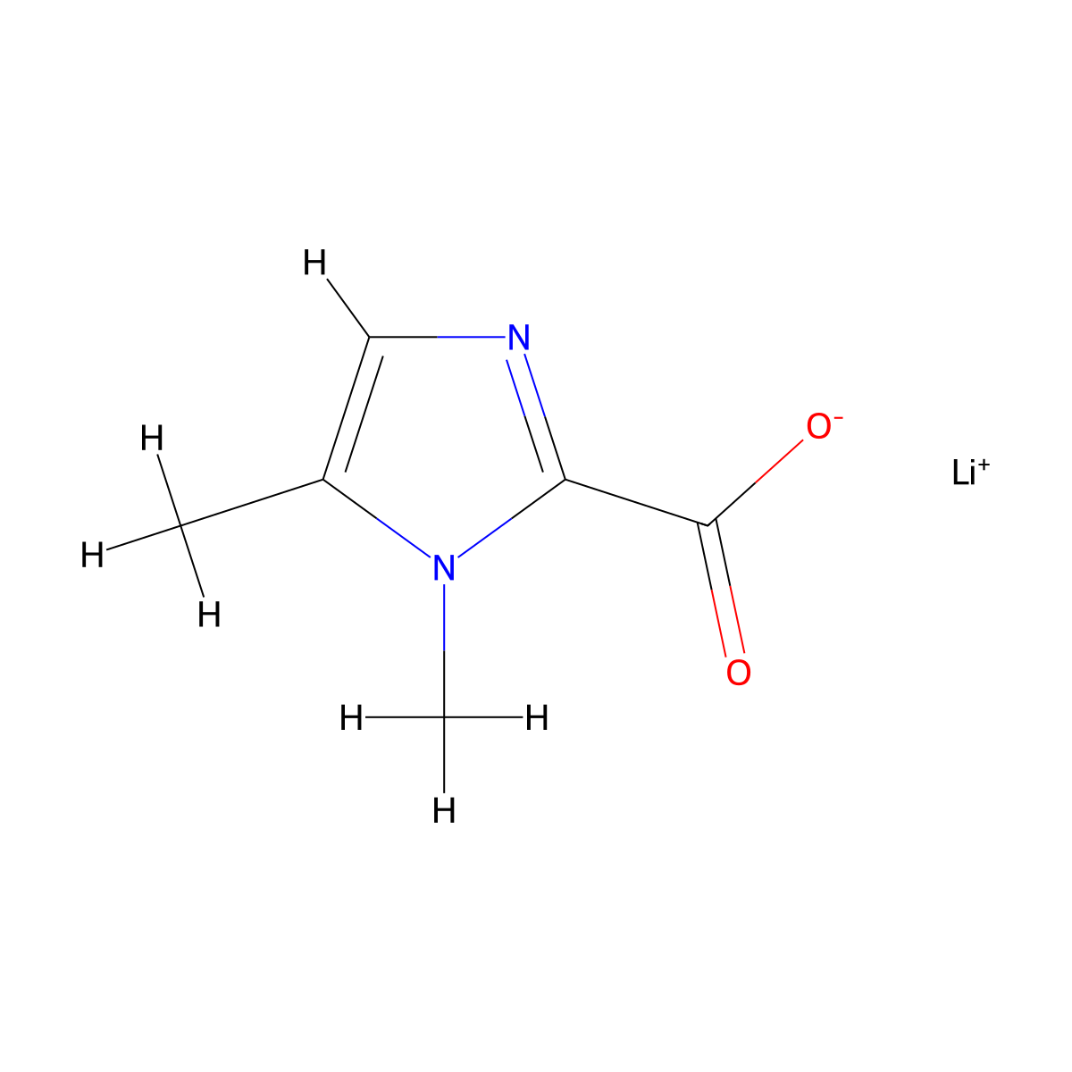 lithium(1+) 1,5-dimethyl-1H-imidazole-2-carboxylate molecular structure, CAS 2742659-54-5