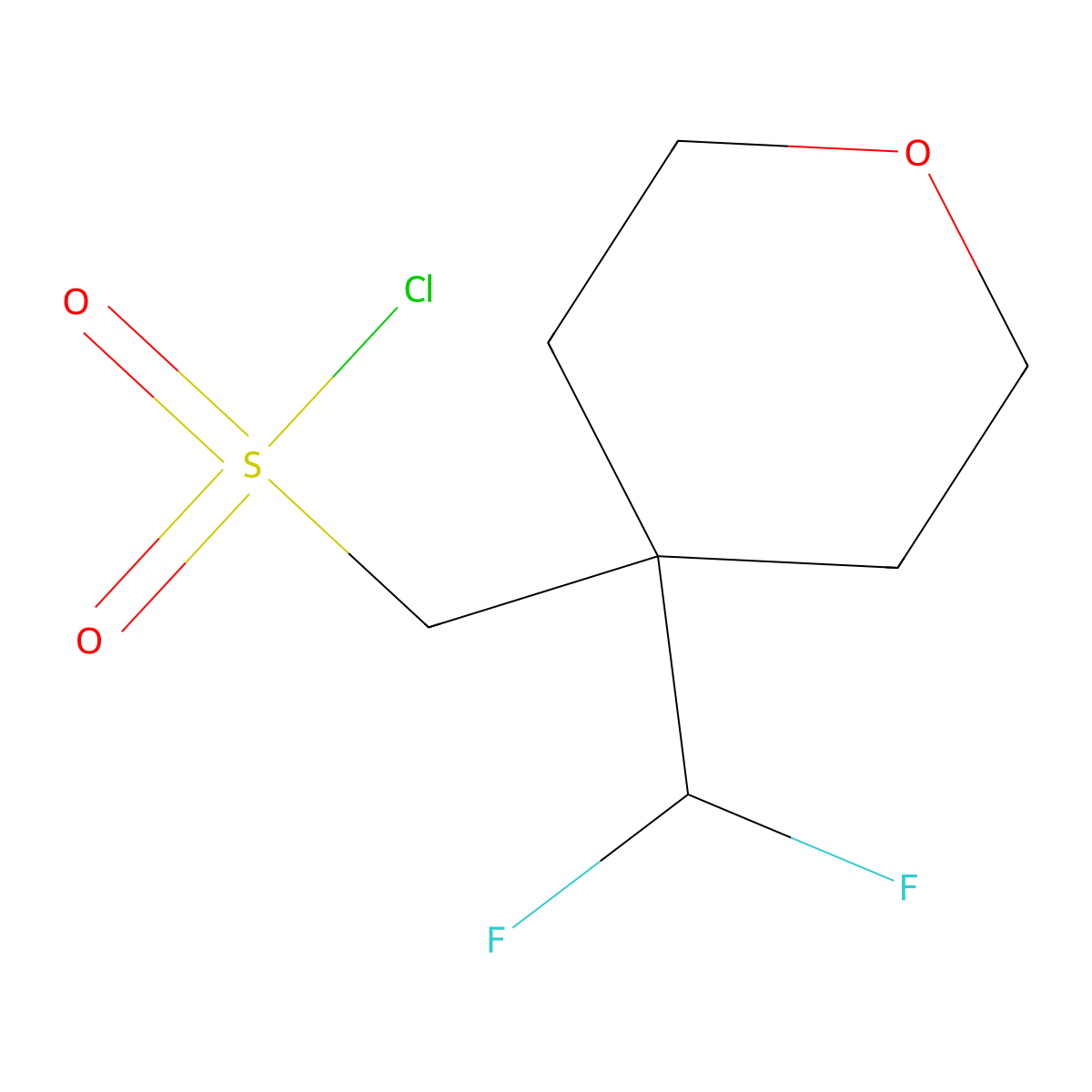 (4-(Difluoromethyl)oxan-4-yl)methanesulfonyl chloride molecular structure, CAS 2742659-61-4