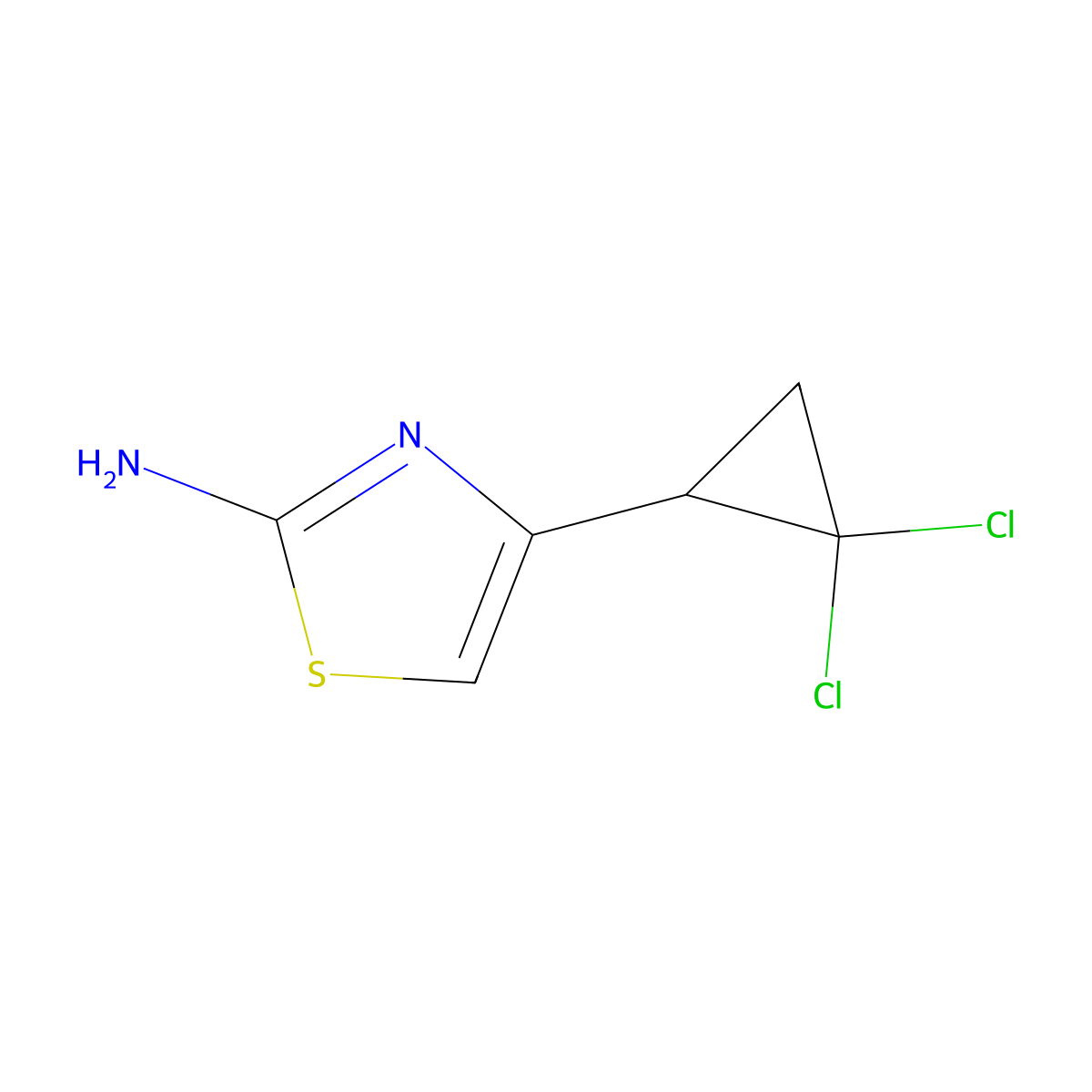 4-(2,2-Dichlorocyclopropyl)-1,3-thiazol-2-amine molecular structure, CAS 2742659-65-8