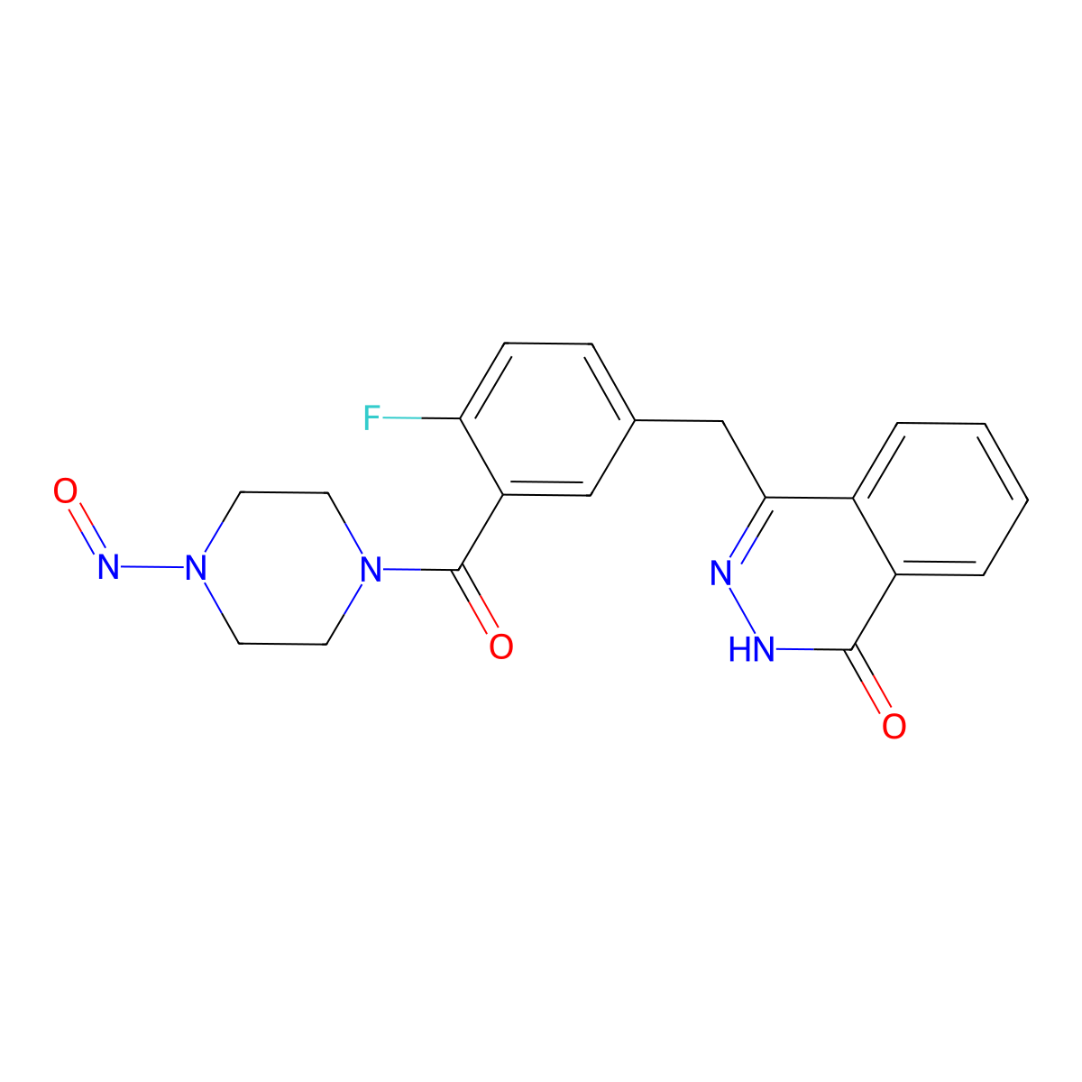 4-{[4-Fluoro-3-(4-nitrosopiperazine-1-carbonyl)phenyl]methyl}-1,2-dihydrophthalazin-1-one molecular structure, CAS 2742659-74-9