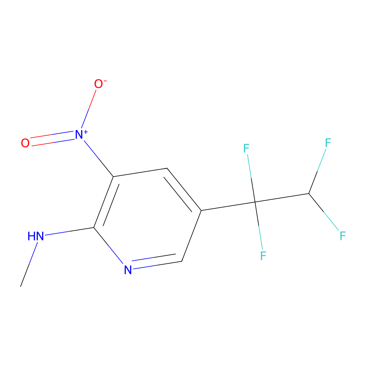 N-methyl-3-nitro-5-(1,1,2,2-tetrafluoroethyl)pyridin-2-amine molecular structure, CAS 2742659-76-1