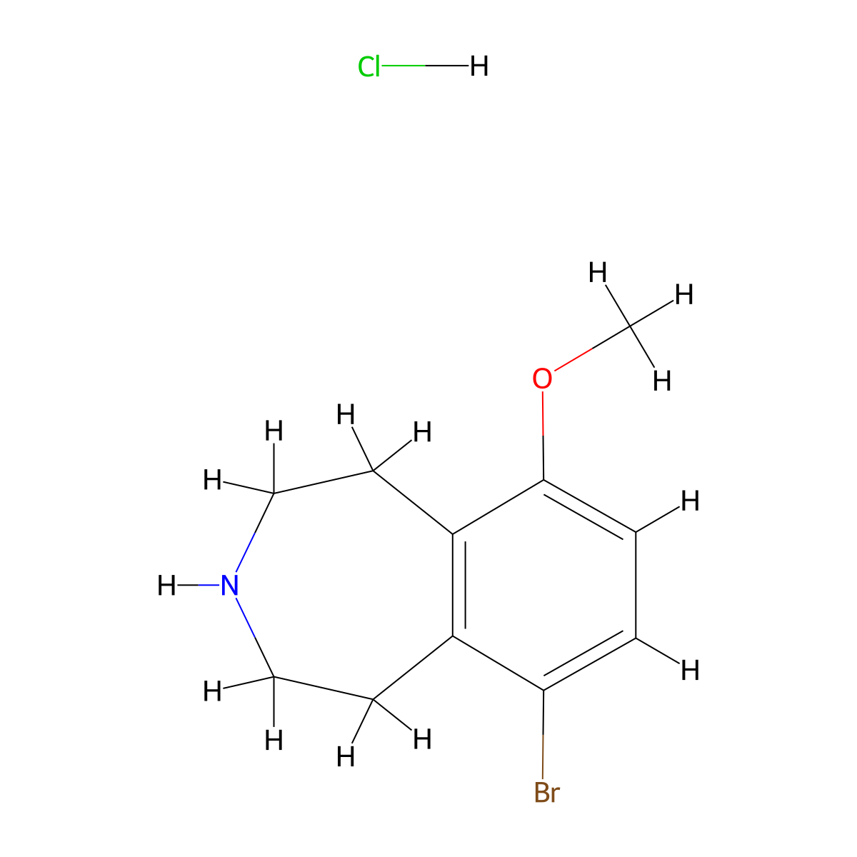 6-bromo-9-methoxy-2,3,4,5-tetrahydro-1H-3-benzazepine hydrochloride molecular structure, CAS 2742659-78-3