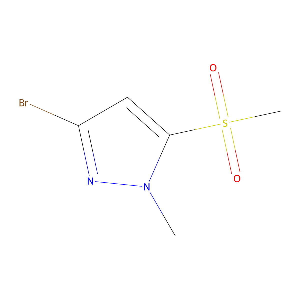 3-bromo-5-methanesulfonyl-1-methyl-1H-pyrazole molecular structure, CAS 2742659-82-9