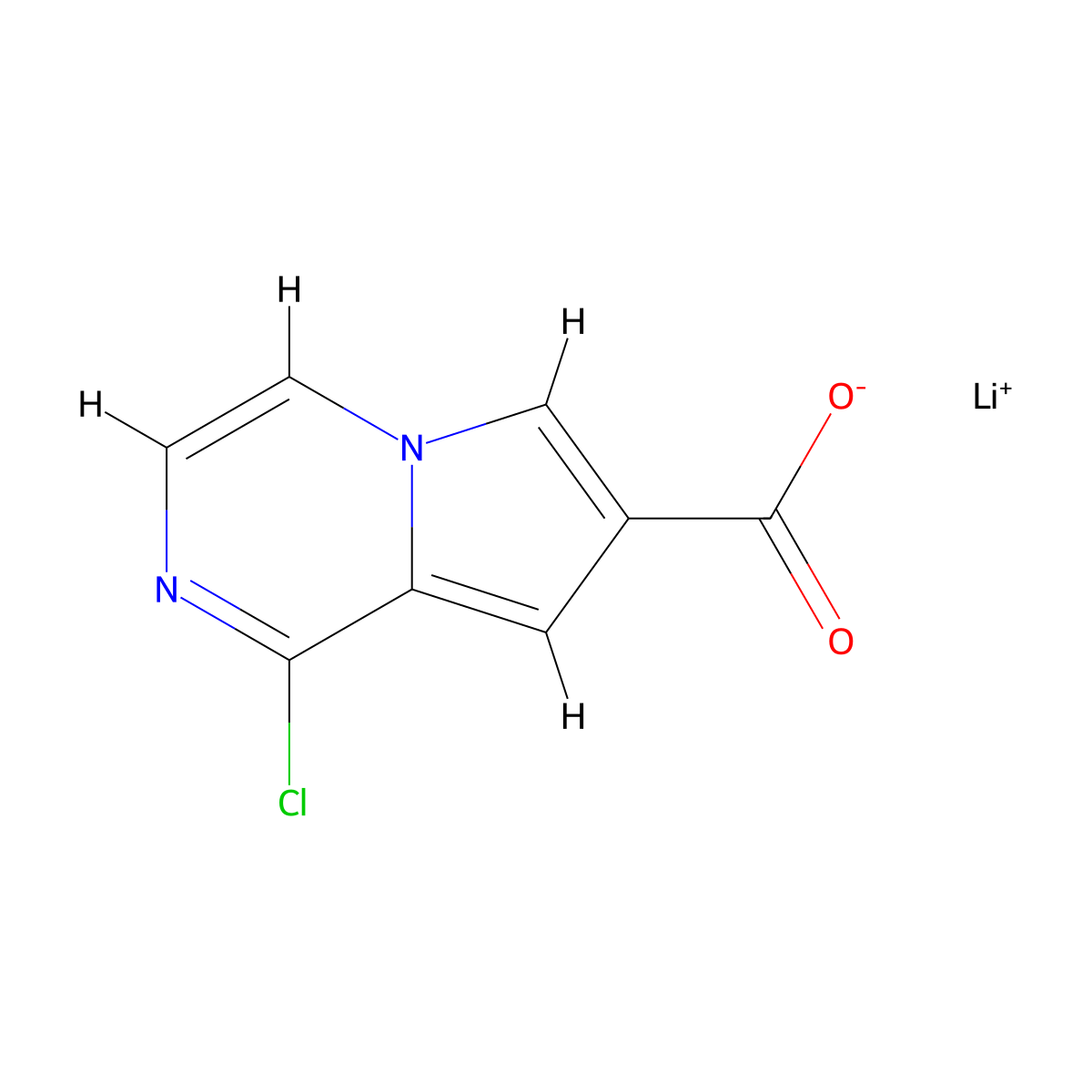 Lithium(1+) 1-chloropyrrolo[1,2-a]pyrazine-7-carboxylate molecular structure, CAS 2742659-94-3