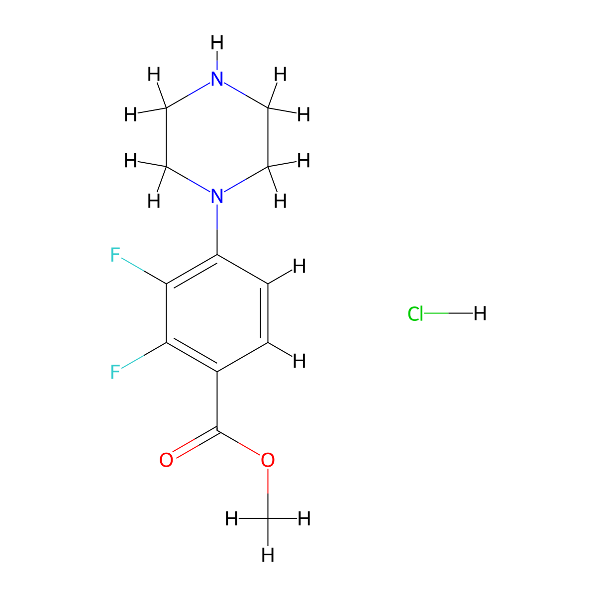 Methyl2,3-difluoro-4-(piperazin-1-yl)benzoatehydrochloride molecular structure, CAS 2742659-95-4
