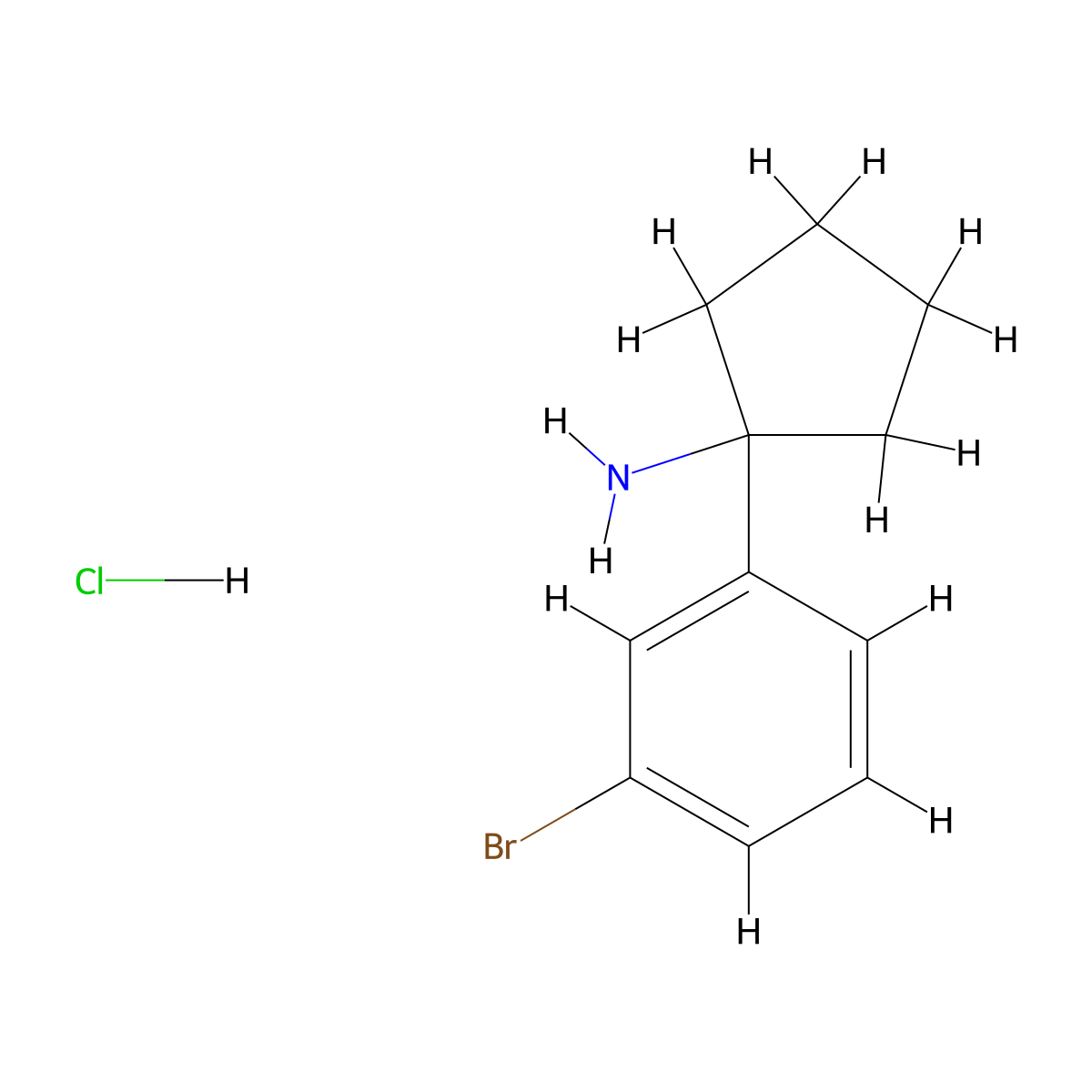 1-(3-Bromophenyl)cyclopentan-1-amine hydrochloride molecular structure, CAS 2742659-96-5