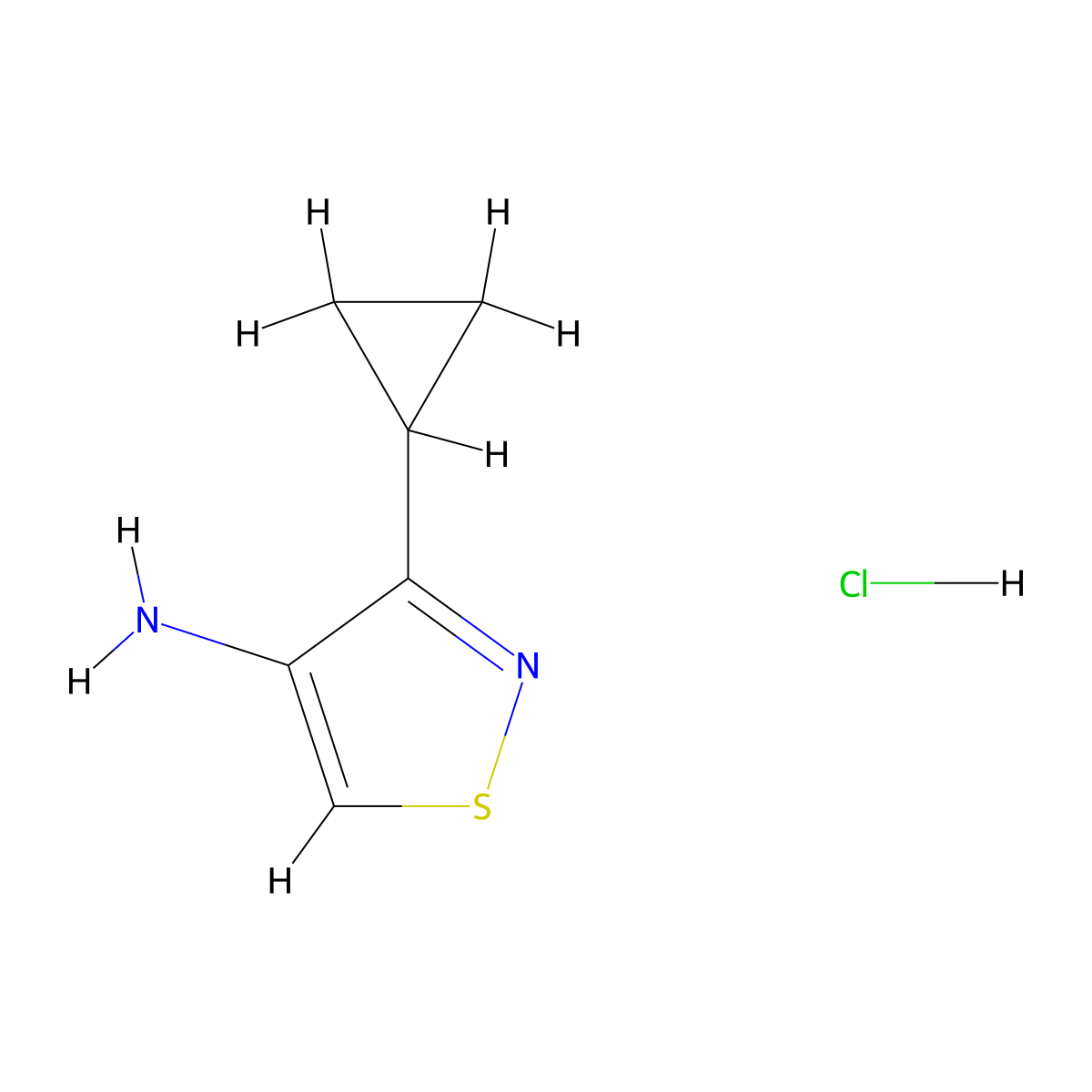 3-Cyclopropyl-1,2-thiazol-4-aminehydrochloride molecular structure, CAS 2742659-98-7