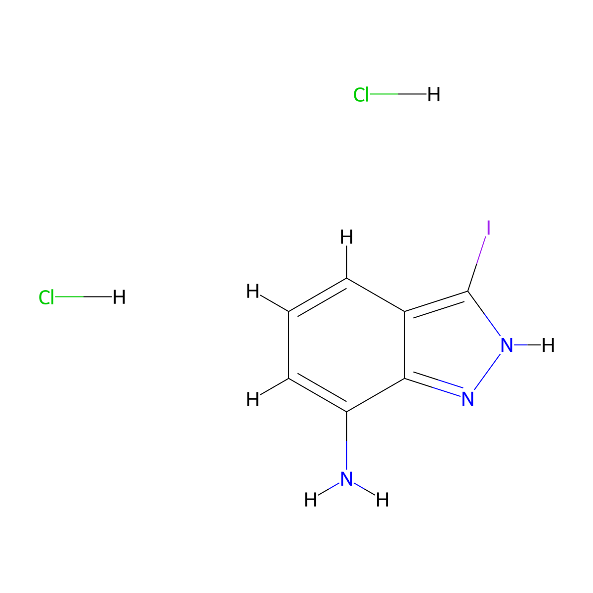 3-iodo-1H-indazol-7-amine dihydrochloride molecular structure, CAS 2742660-00-8