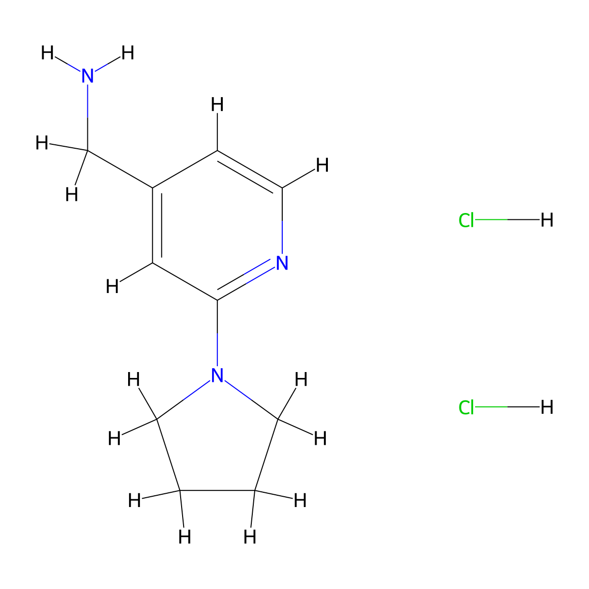 1-[2-(Pyrrolidin-1-yl)pyridin-4-yl]methanaminedihydrochloride molecular structure, CAS 2742660-04-2