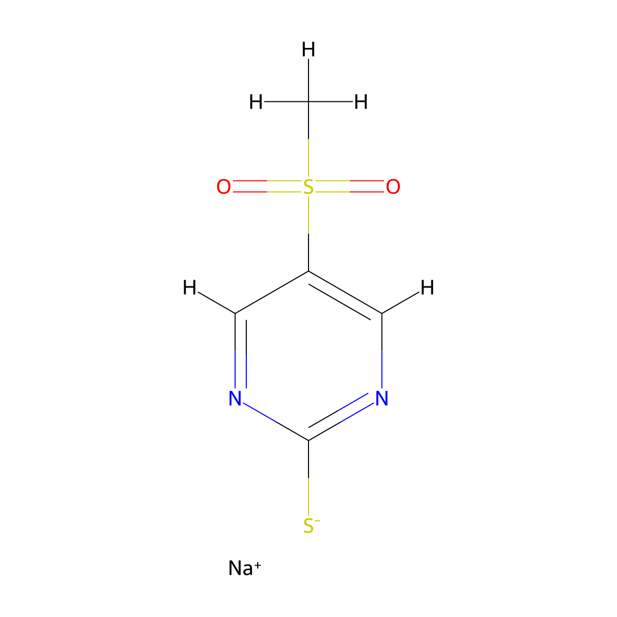 Sodium(5-methanesulfonylpyrimidin-2-yl)sulfanide molecular structure, CAS 2742660-10-0