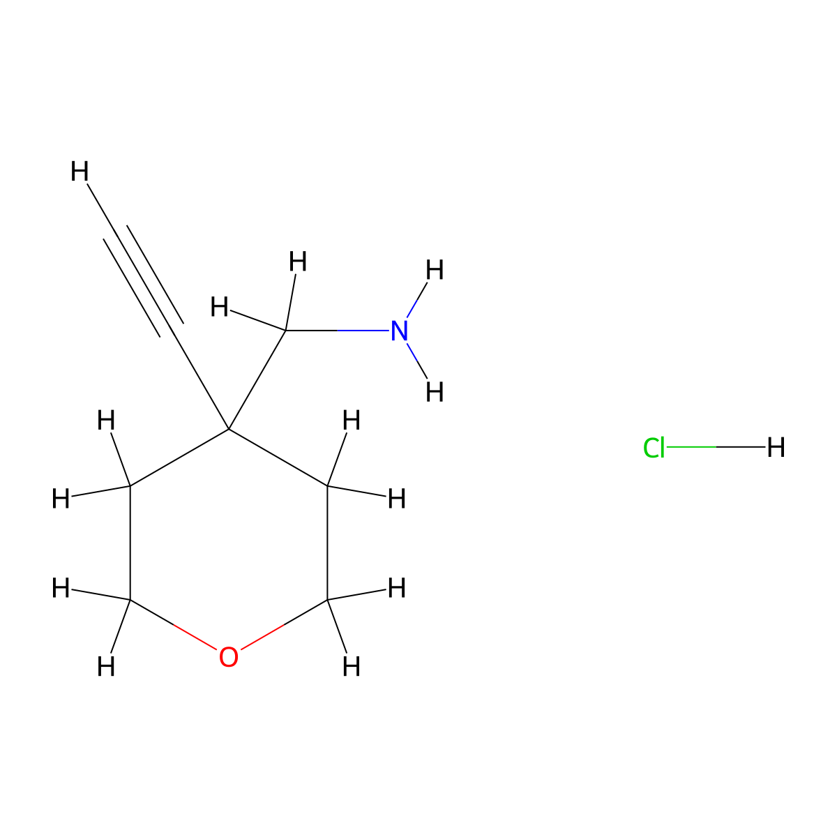 1-(4-Ethynyloxan-4-yl)methanaminehydrochloride molecular structure, CAS 2742660-15-5