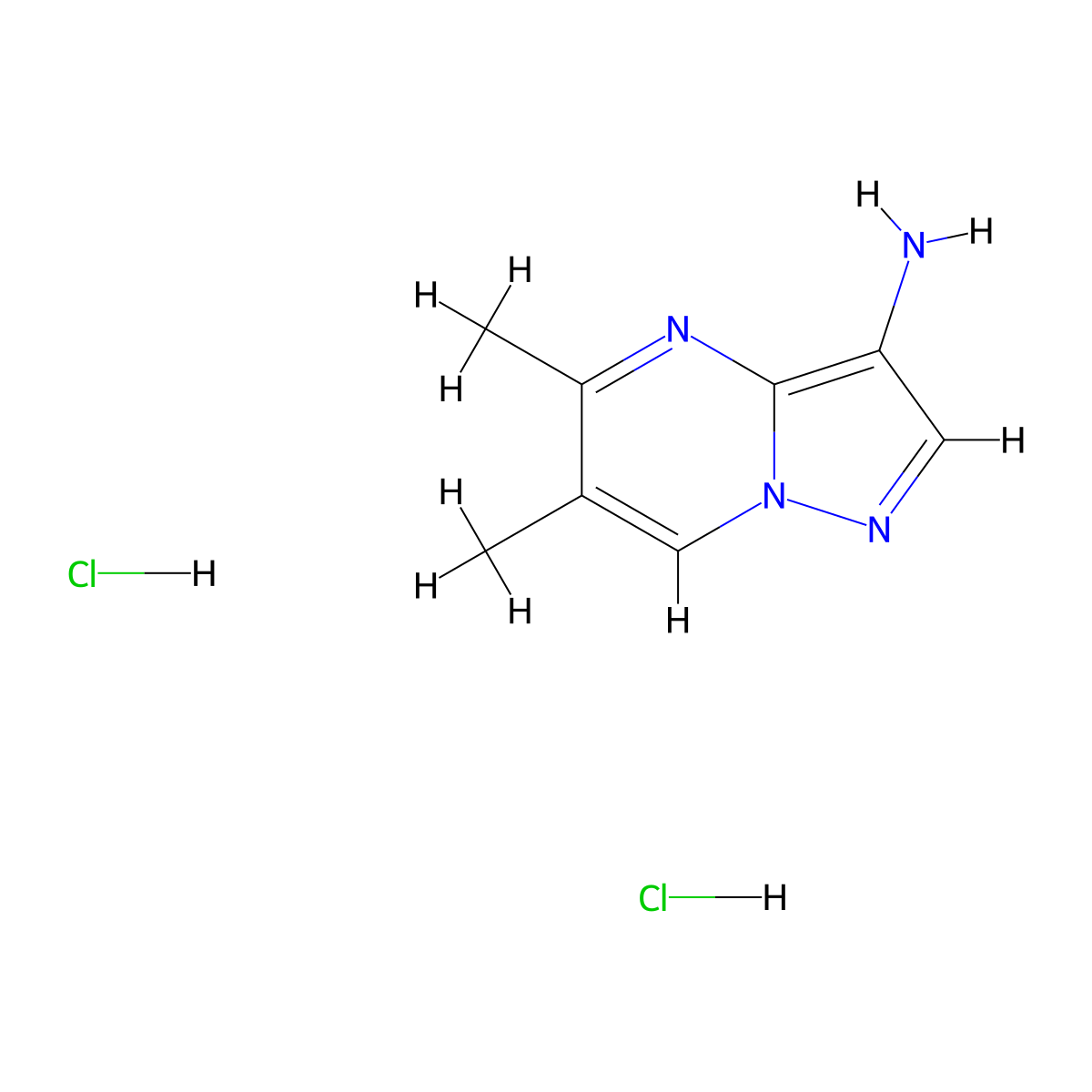 5,6-Dimethylpyrazolo[1,5-a]pyrimidin-3-amine dihydrochloride molecular structure, CAS 2742660-34-8