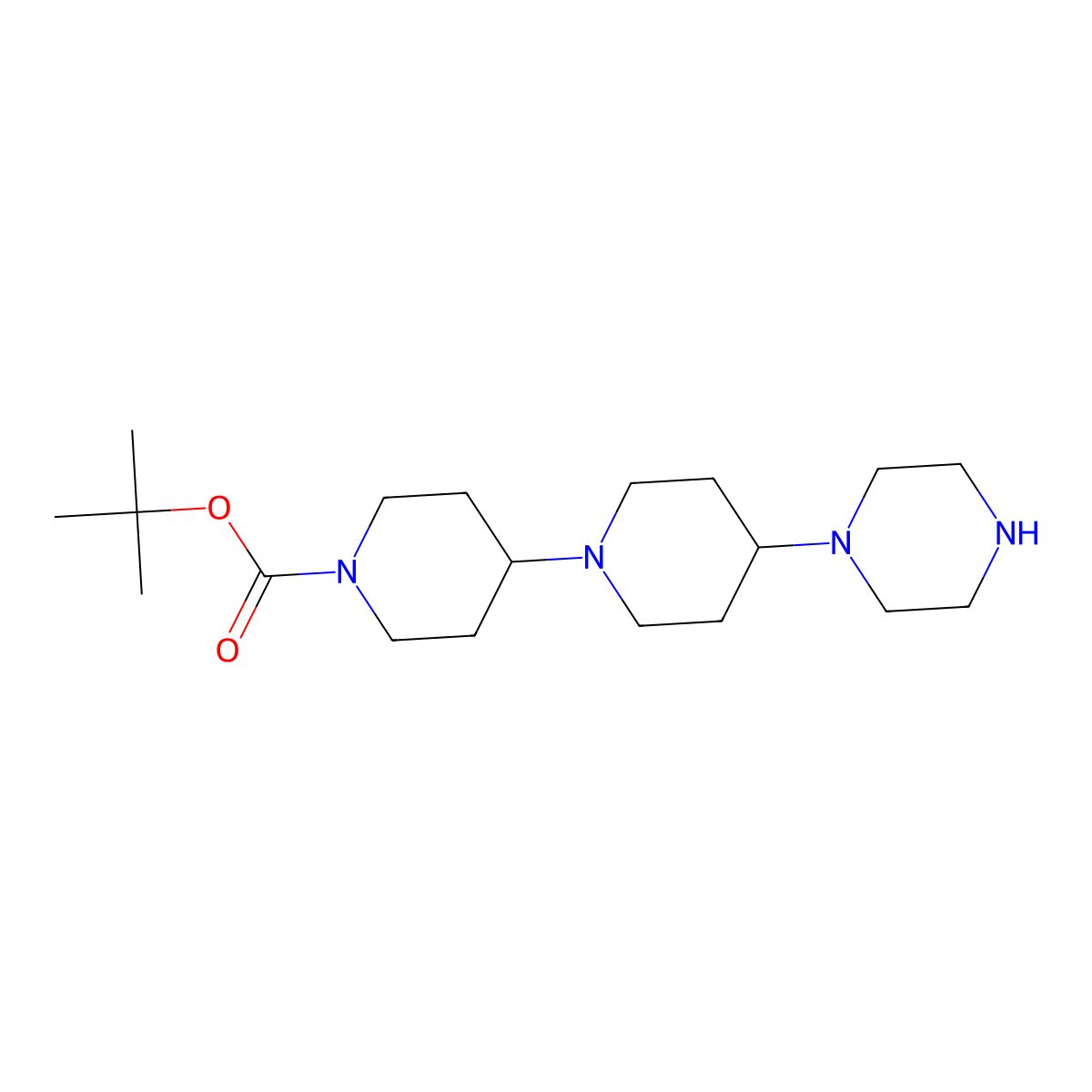 Tert-butyl 4-(piperazin-1-yl)-[1,4'-bipiperidine]-1'-carboxylate molecular structure, CAS 2742660-39-3