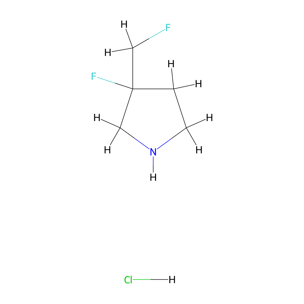 3-Fluoro-3-(fluoromethyl)pyrrolidine hydrochloride molecular structure, CAS 2742660-40-6