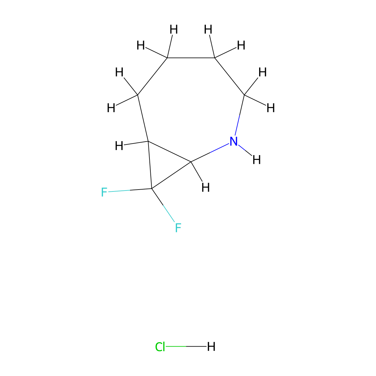 8,8-Difluoro-2-azabicyclo[5.1.0]octane hydrochloride molecular structure, CAS 2742660-42-8