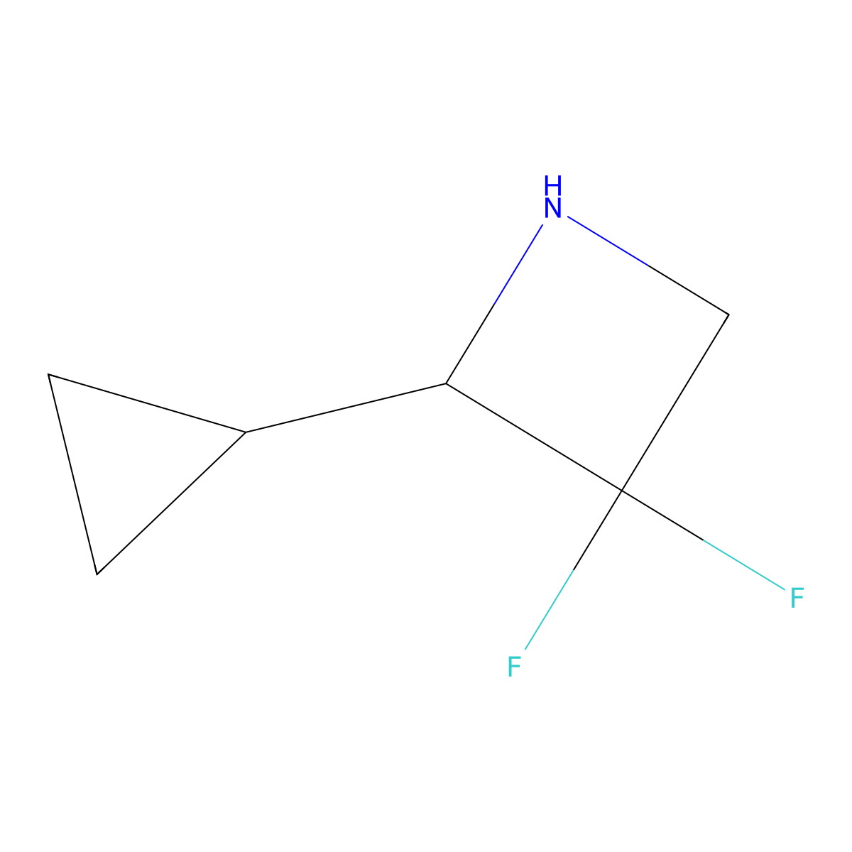 2-Cyclopropyl-3,3-difluoroazetidine molecular structure, CAS 2742660-44-0