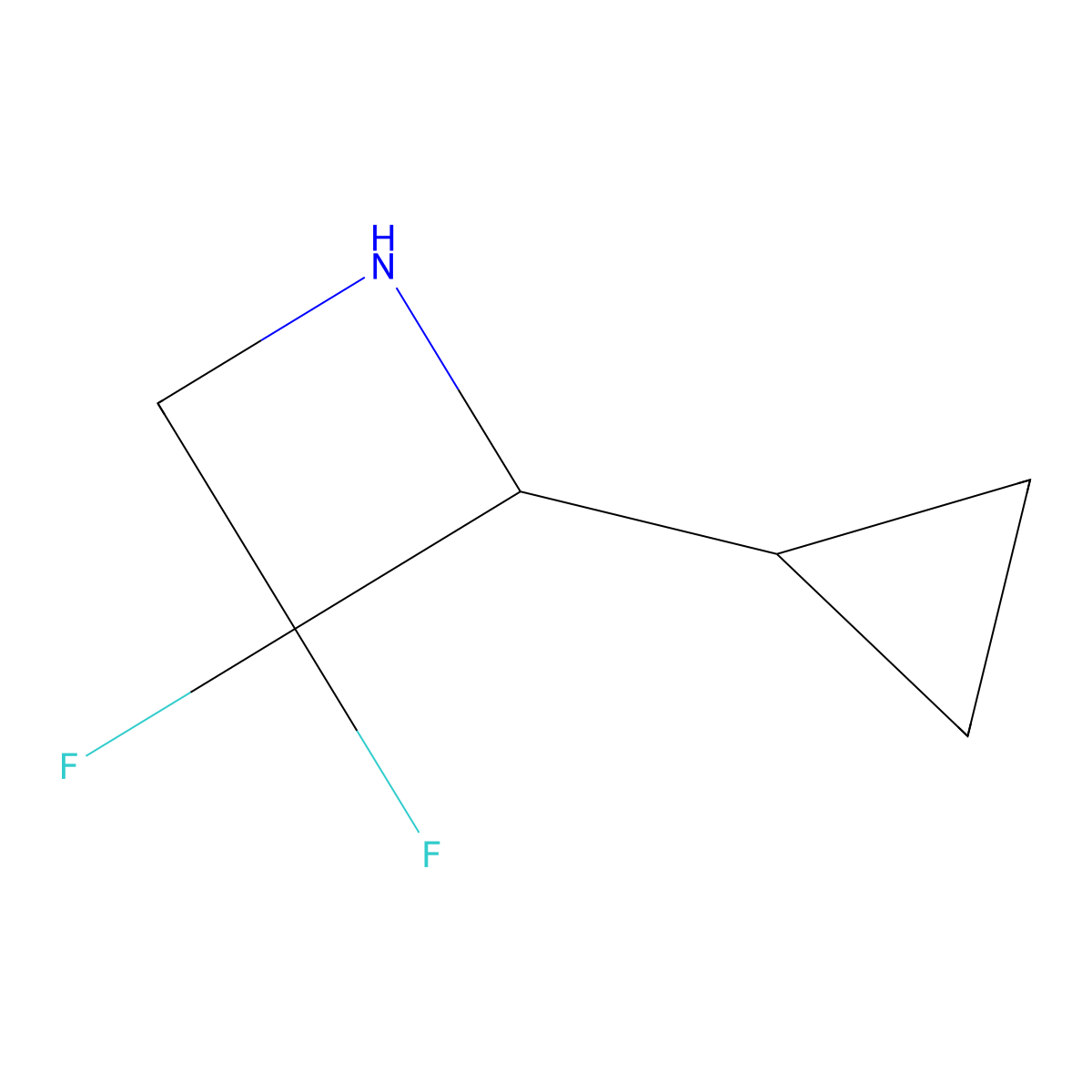 2-Cyclopropyl-3,3-difluoroazetidine molecular structure, CAS 2742660-44-0