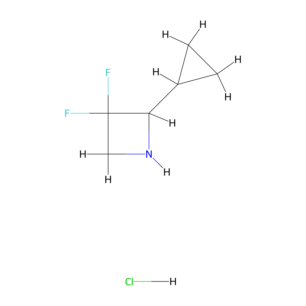 2-Cyclopropyl-3,3-difluoroazetidine hydrochloride molecular structure, CAS 2742660-45-1