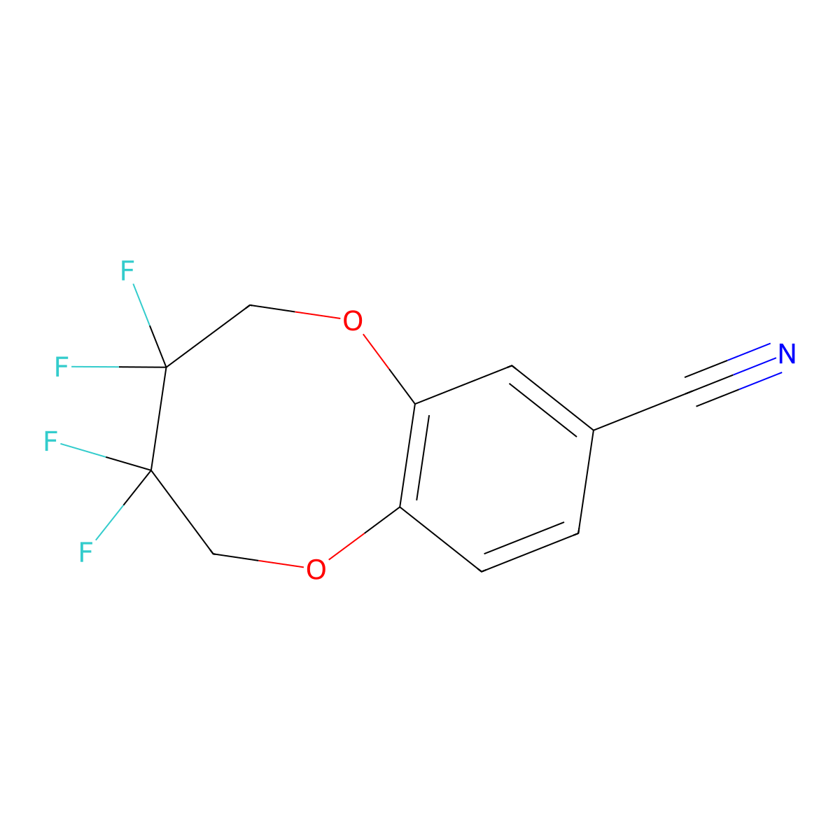 3,3,4,4-Tetrafluoro-2,3,4,5-tetrahydro-1,6-benzodioxocine-8-carbonitrile molecular structure, CAS 2742660-67-7