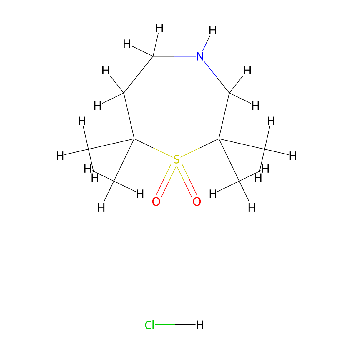 2,2,7,7-Tetramethyl-1lambda6,4-thiazepane-1,1-dione hydrochloride molecular structure, CAS 2742660-81-5