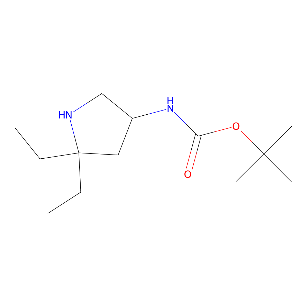 tert-butylN-(5,5-diethylpyrrolidin-3-yl)carbamate molecular structure, CAS 2742660-86-0