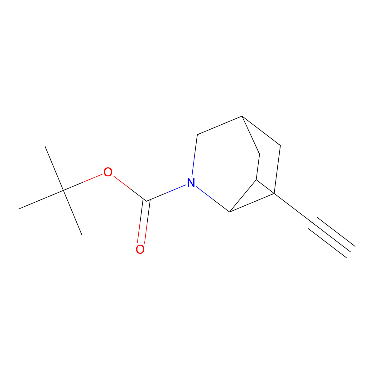 Tert-butyl 6-ethynyl-2-azabicyclo[2.2.2]octane-2-carboxylate molecular structure, CAS 2742660-91-7
