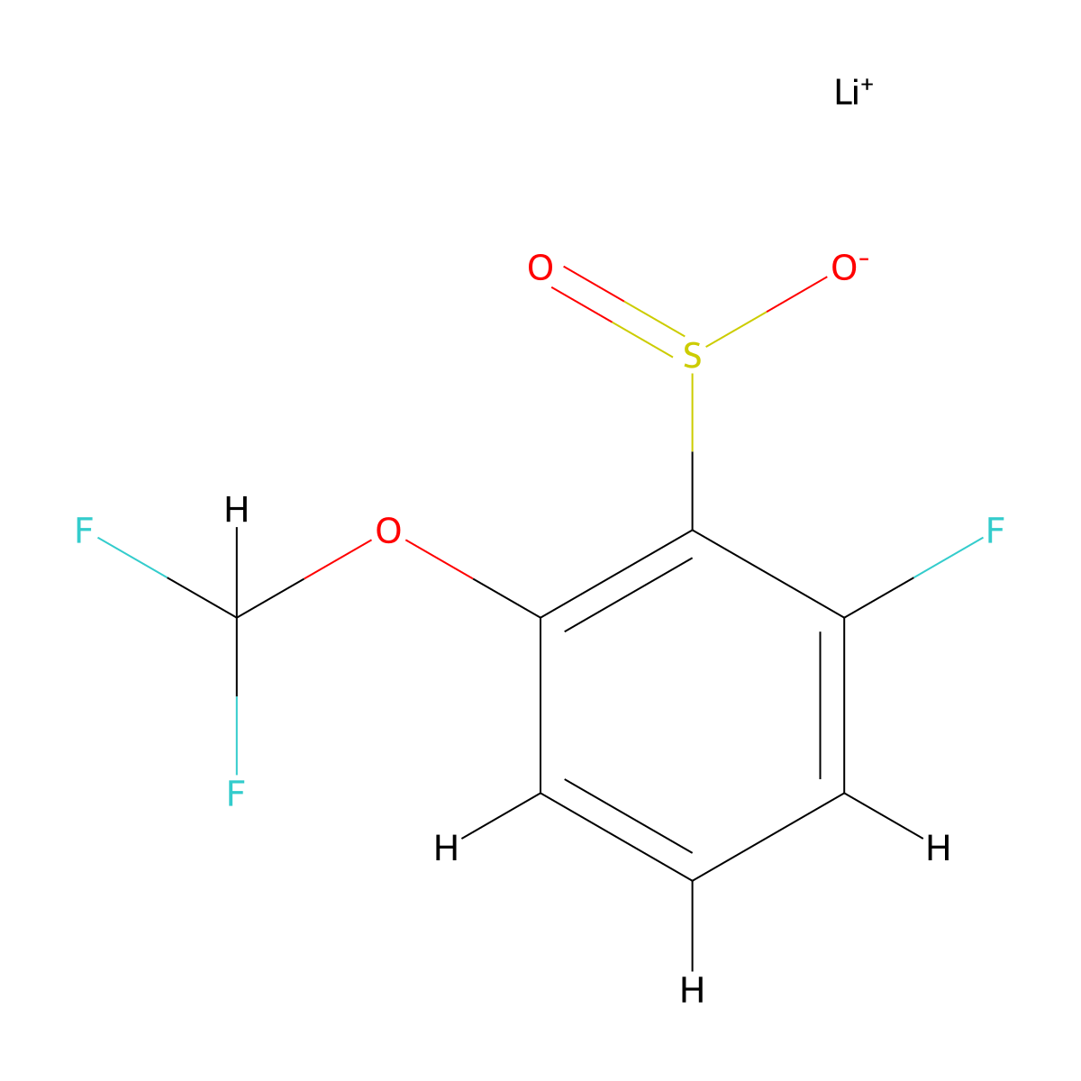 Lithium(1+) 2-(difluoromethoxy)-6-fluorobenzene-1-sulfinate molecular structure, CAS 2742661-01-2