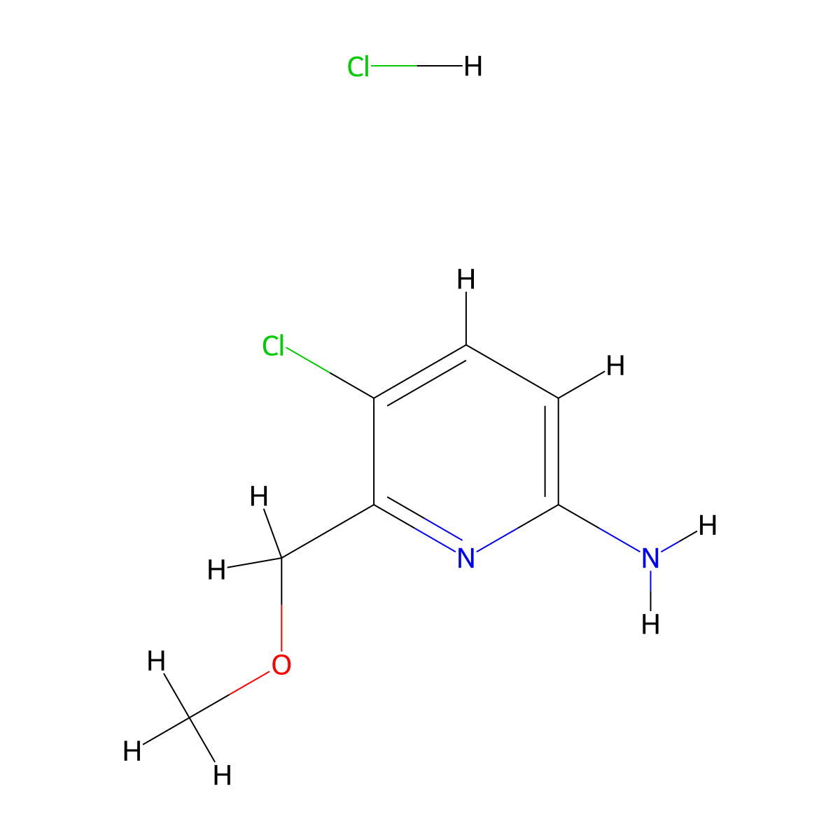 5-Chloro-6-(methoxymethyl)pyridin-2-aminehydrochloride molecular structure, CAS 2742661-11-4
