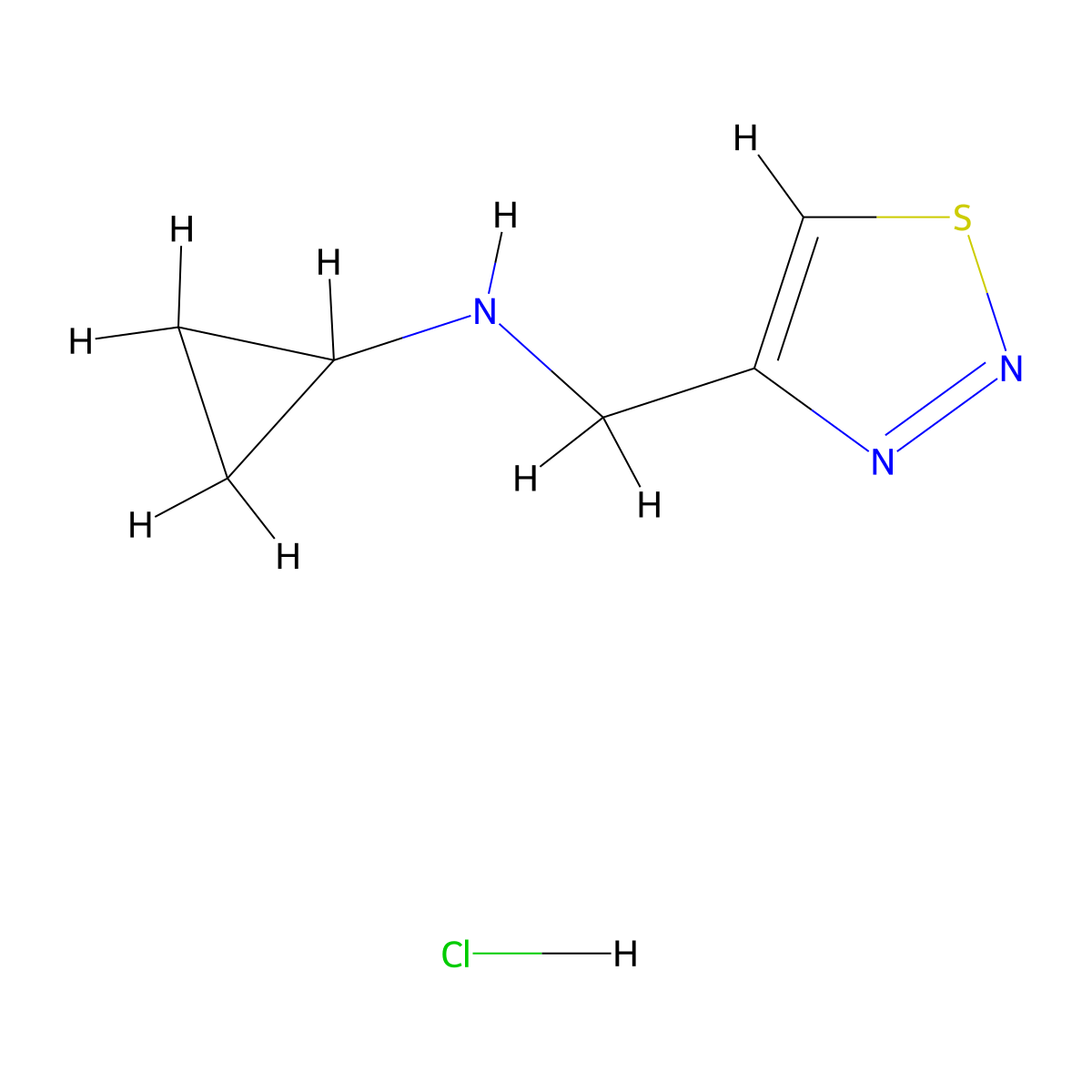N-[(1,2,3-thiadiazol-4-yl)methyl]cyclopropanamine hydrochloride molecular structure, CAS 2742661-16-9