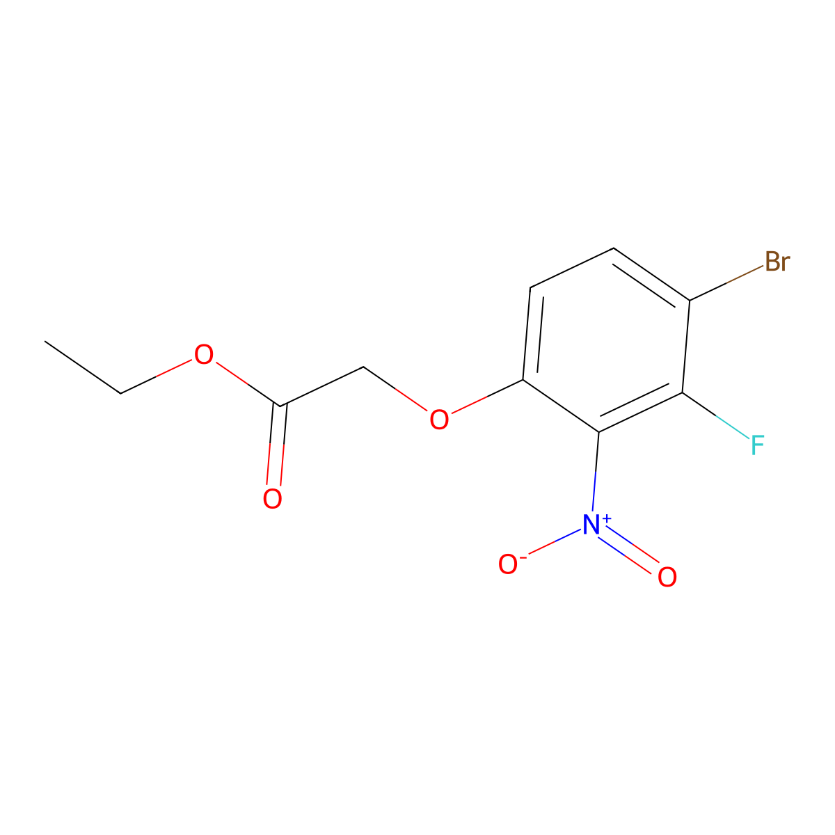 Ethyl 2-(4-bromo-3-fluoro-2-nitrophenoxy)acetate molecular structure, CAS 2742883-83-4